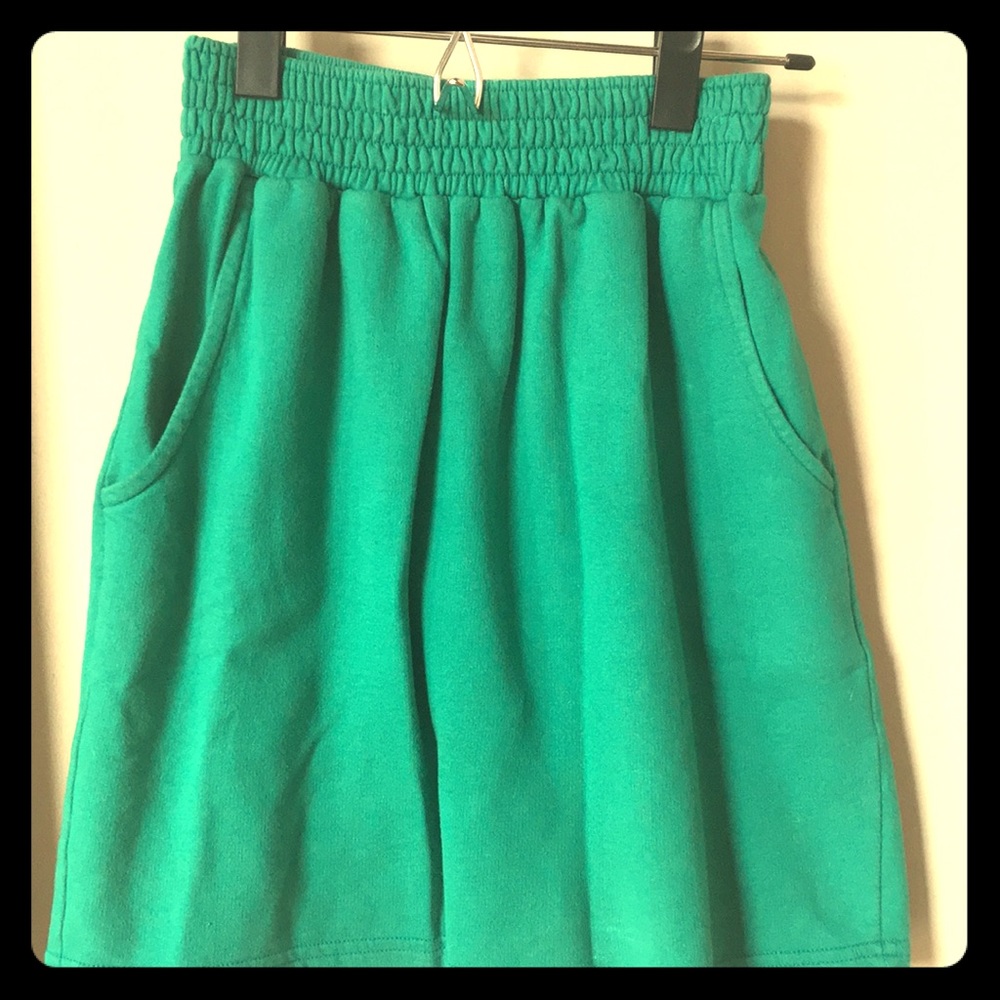 American Apparel Green Sweatshirt Pull-on Skirt